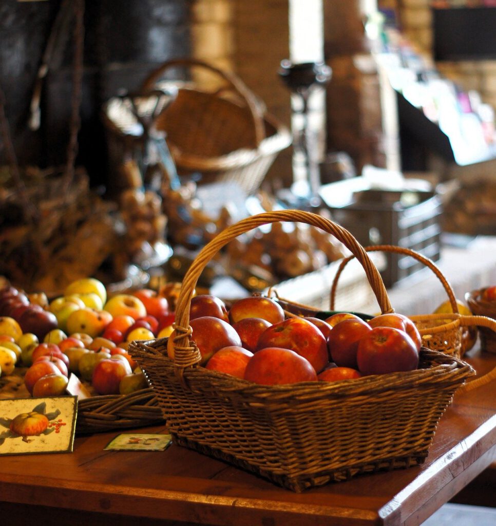 apples, basket, fruits